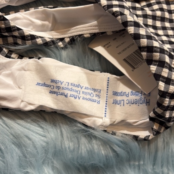 NWT Andie Swimwear The Cheeky Bikini Bottom in White Black Gingham Print Sz L - Picture 10 of 12